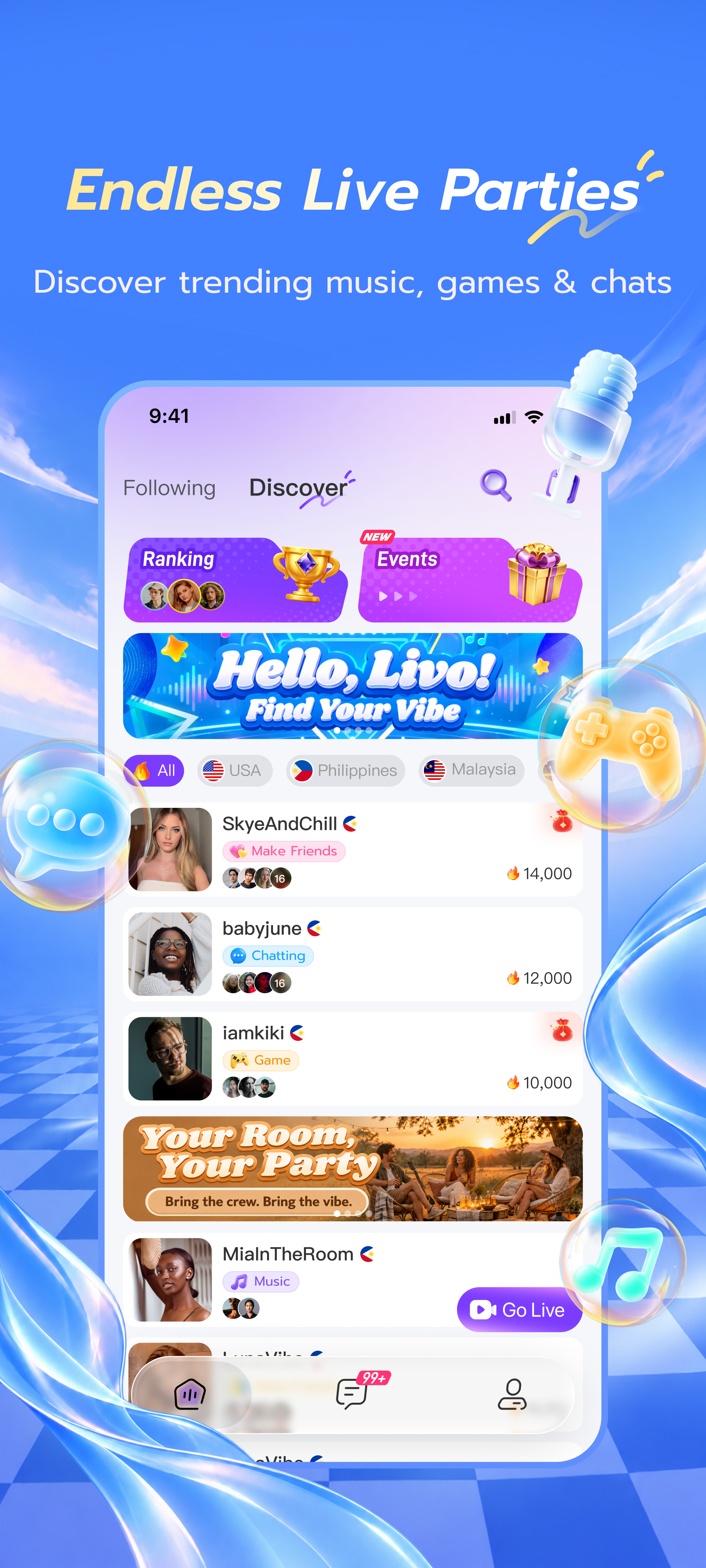 Livo Discover page interface